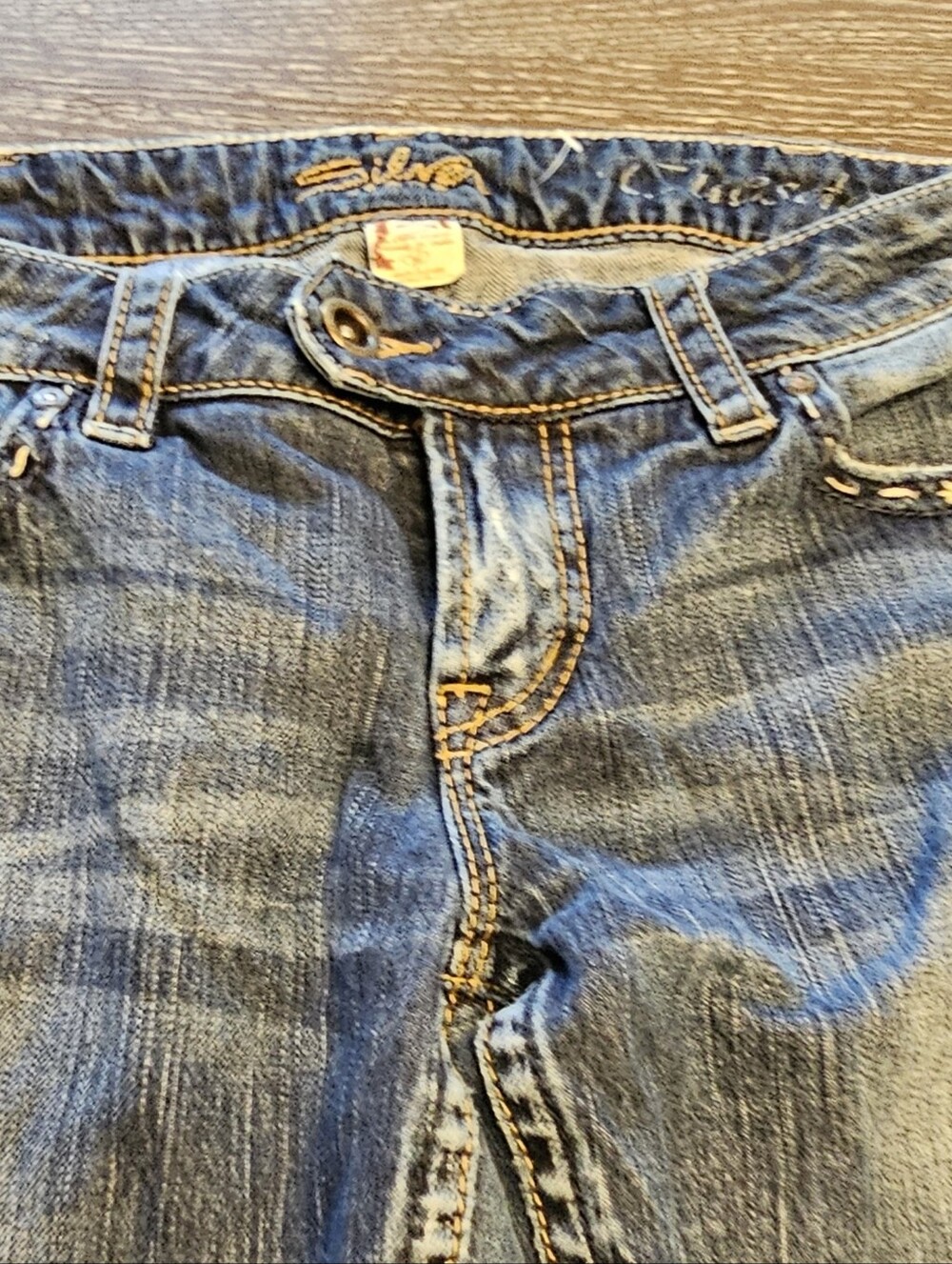 Silver Jeans Mid-Blue Denim Pants with Contrast Stitching
